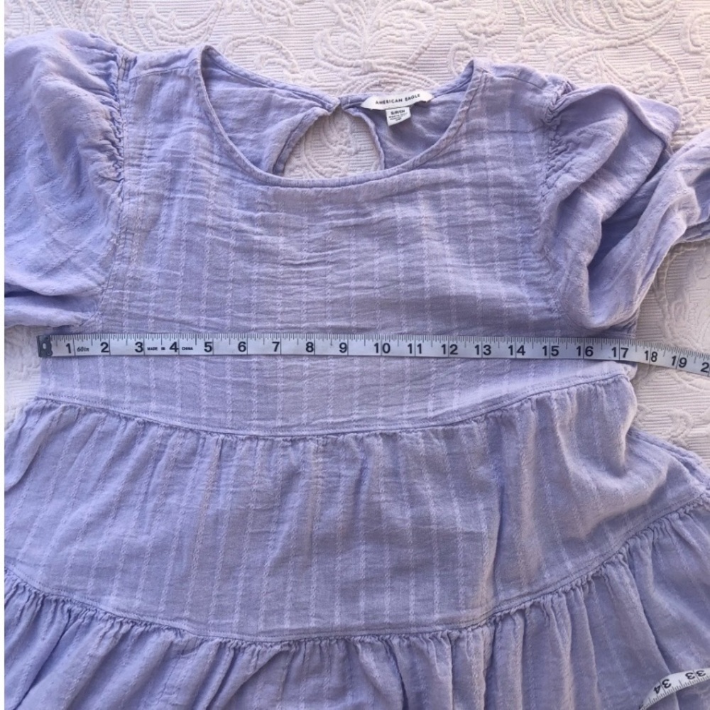 American Eagle Lavender Oversized Peasant Tiered Open Back Long Sleeve Blouse - Picture 5 of 8